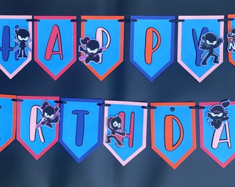 Ninja Kidz Happy Birthday Banner: Handmade Cardstock Party Decor