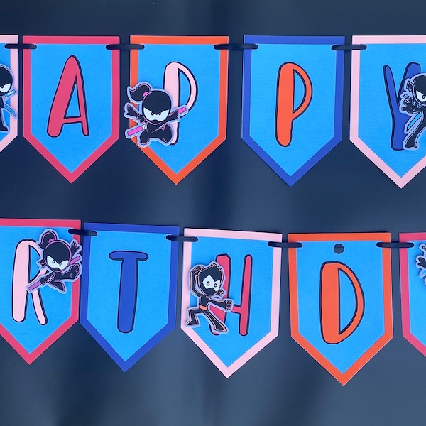 Ninja kidz Happy Birthday Banner|Banner|Birthday Banner| Ninja kidz|Kid’s Birthday