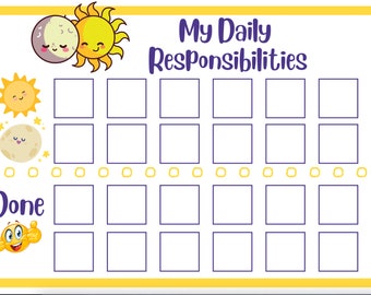 Daily Responsibilities Routine Card For Kids Morning and Evening Printable Chart Pictures