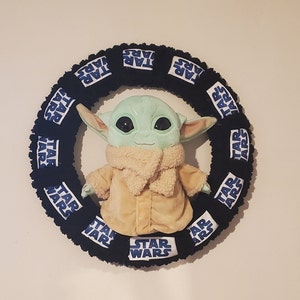 Woven Yarn and Ribbon Star Wars Mandalorian Wreath