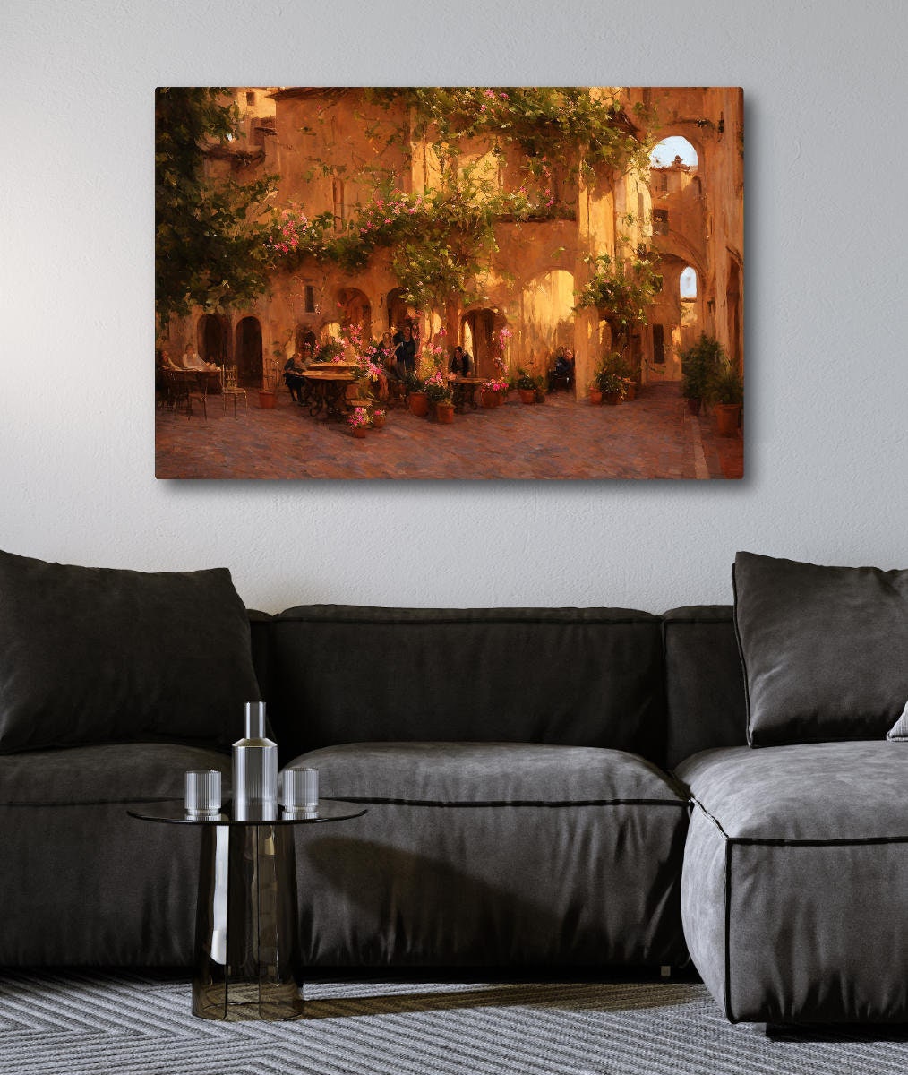 Tuscan Courtyard 005 Impressionist Canvas Wall Art - Etsy