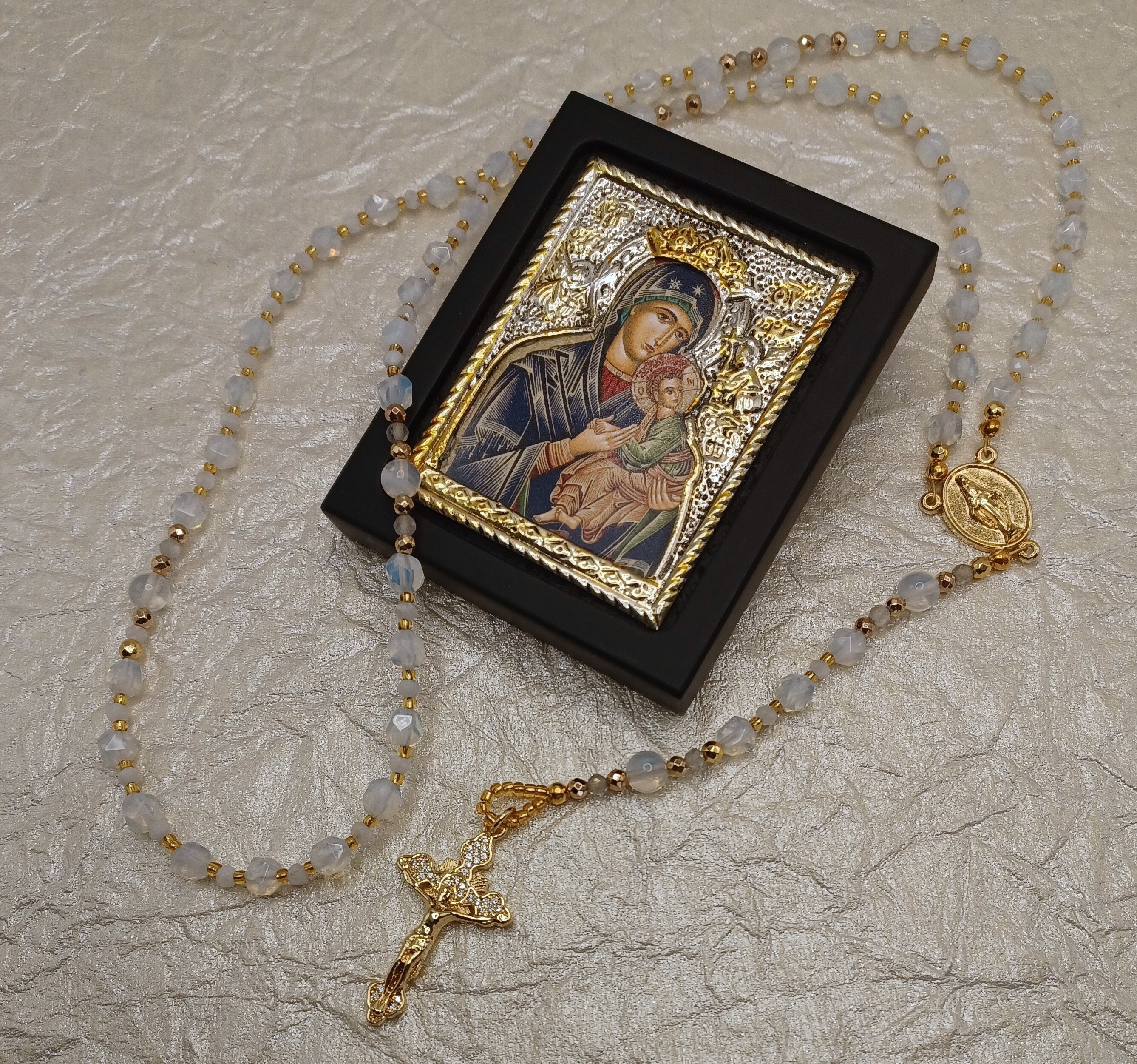 Black skull rosary, Obsidian rosary, Lilith prayer beads