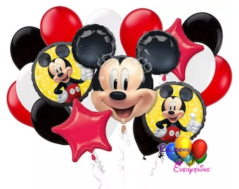 Mickey Mouse Birthday Balloons Deluxe Set, Mickey Globos de Cumpleaños, Mickey Mouse Decorations, Mickey Foil Mylar Balloons