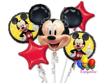 Mickey Mouse Birthday Balloons Deluxe Set, Mickey Globos de Cumpleaños, Mickey Mouse Decorations, Mickey Foil Mylar Balloons