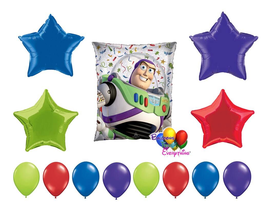 Buzz Lightyear Birthday Balloons Deluxe Set, Toy Story Buzz Globos