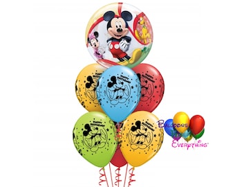 Bubbles Mickey Mouse Clubhouse Birthday Balloons Deluxe Party Bouquet, Mickey and Pals, Pluto, Minnie, Goofy, Daisy Party Decorations Globos