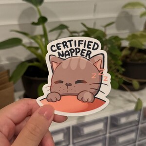 Adesivo certificato Napper / Adesivi divertenti e riconoscibili con meme di gatti / Adesivi impermeabili, adesivi per laptop, adesivi per bottiglie d'acqua, adesivi per amici abbinati