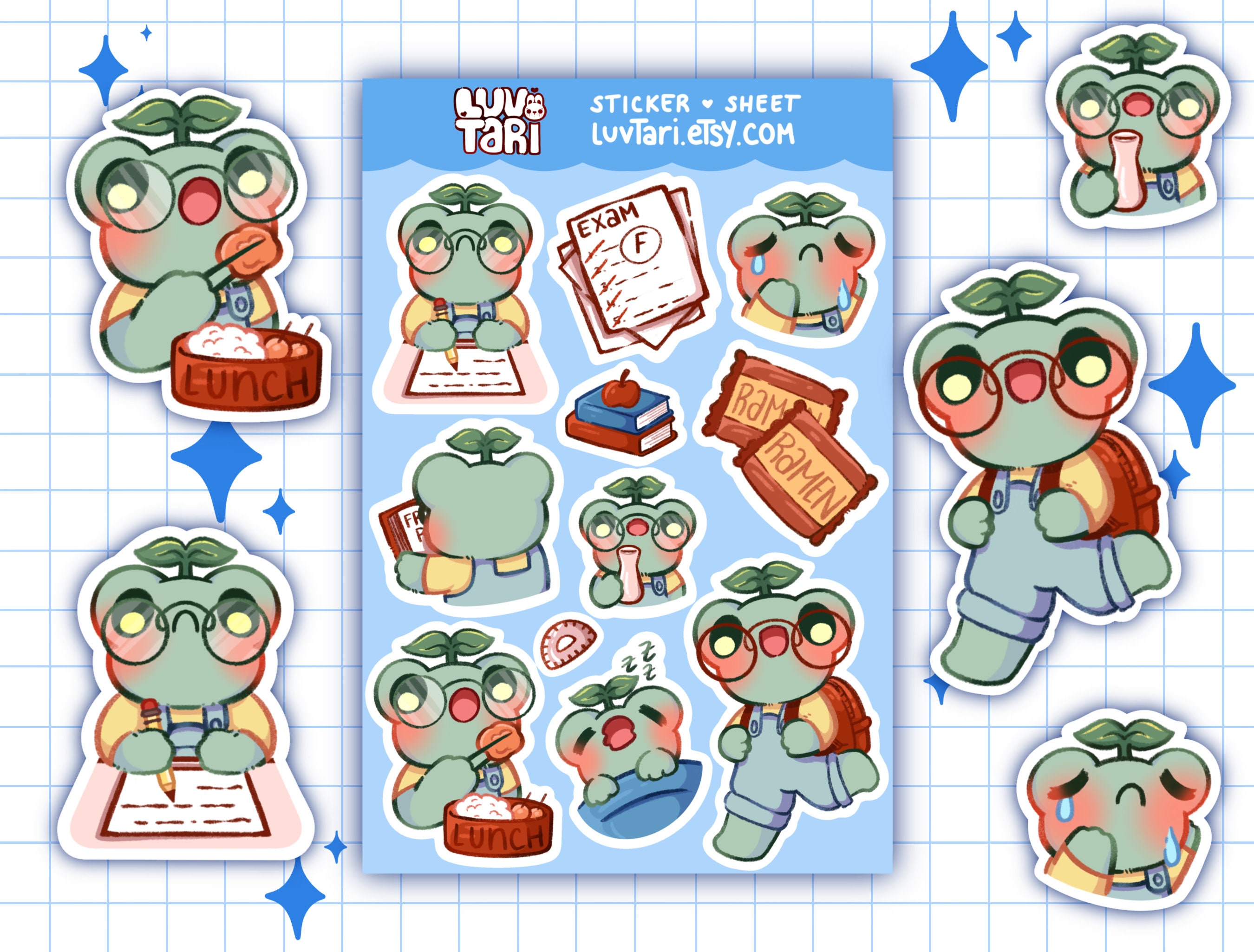 Froggy Student Planner Sticker Sheet - Cute Frog Student Stickers ...