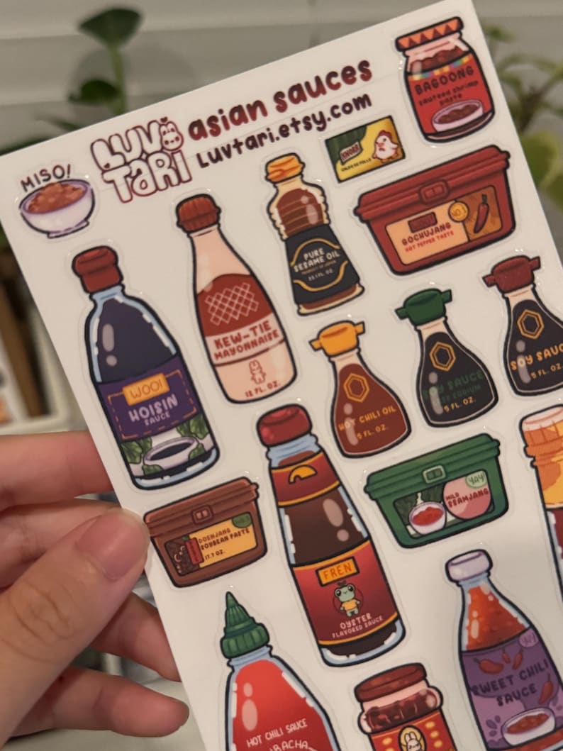 Asian Sauces Sticker Sheet - Cute Condiments, Asian Foods Stickers ...