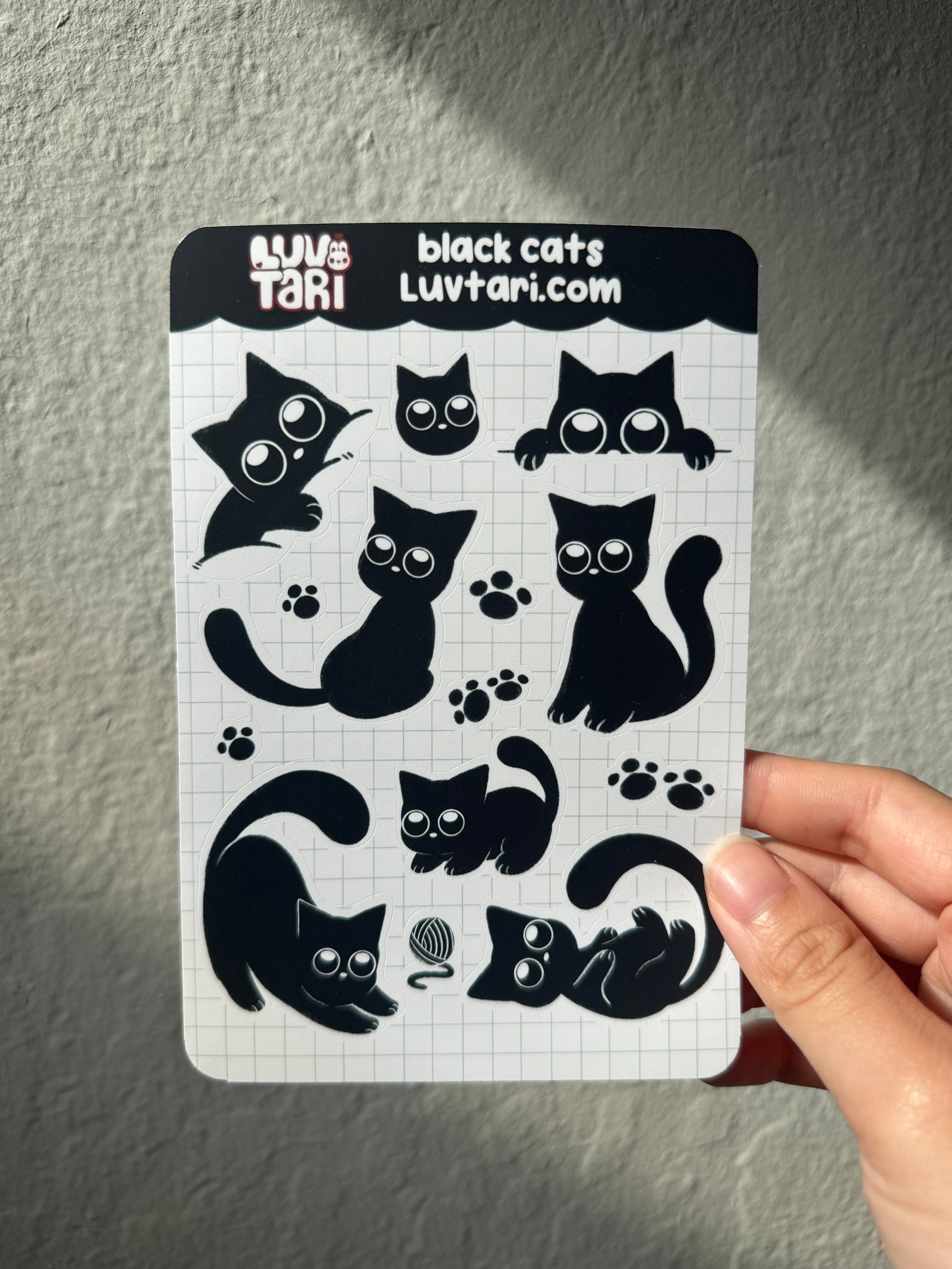 Cute Black Cat Sticker Sheet | Journal Stickers, Scrapbook Sticker ...