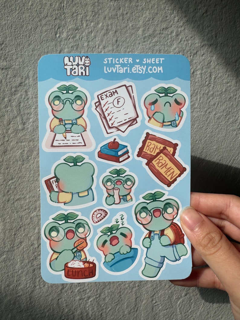 Froggy Student Planner Sticker Sheet - Cute Frog Student Stickers ...