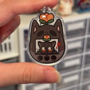Cute Black Cat Tamagotchi Keychain | 2” Epoxy Keychain, Black Cat Charm, Nostalgic Tamagotchi, Y2K Aesthetic Trinket