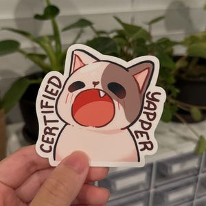 Adesivo certificato Yapper / Adesivi divertenti e riconoscibili con meme di gatti / Adesivi impermeabili, adesivi per laptop, adesivi per bottiglie d'acqua, adesivi abbinati per amici