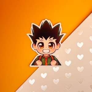 Niedlicher Anime Gon Aufkleber | Glänzend Wasserdicht, Laptop Aufkleber, Wasserflasche Aufkleber, Chibi Anime Aufkleber, Shounen Anime Hunter