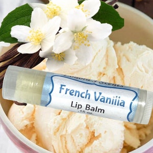 Lip Balm, French Vanilla Flavored Lip Balm, Vanilla Chapstick, Natural Lip Moisturizer, Natural Lip Balm