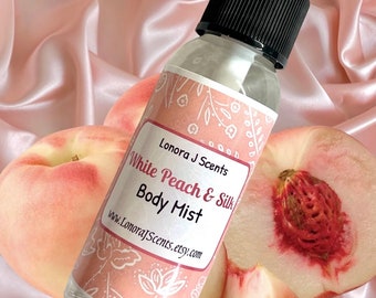 White Peach and Silk Body Spray, Body Mist, Fragrance Mist