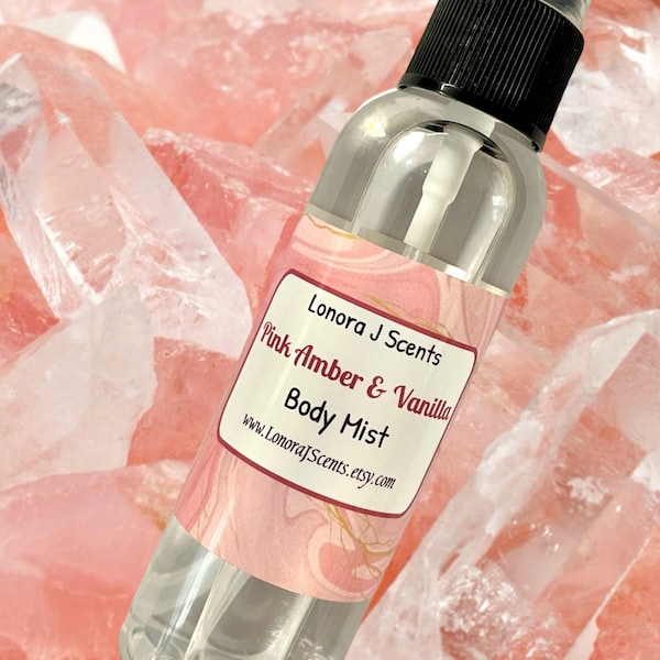 Pink Amber & Vanilla Body Mist, Body Spray, Fragrance Mist