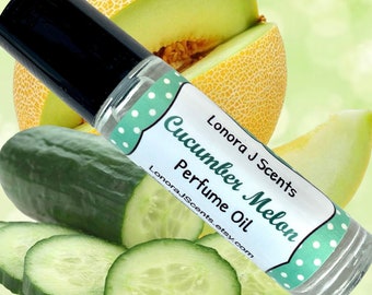 Cucumber Melon Perfume Oil Roll On, Vegan Coconut Oil Blend