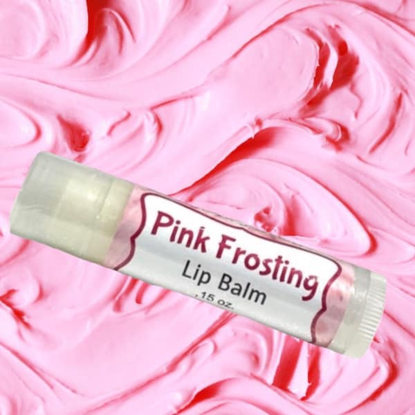 Lip Balm, Pink Frosting Flavored Lip Balm, Pink Frosting Chapstick, Natural Lip Moisturizer