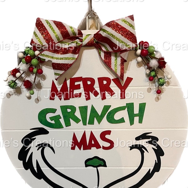 Merry Grinch Mas 3D Door Hanger, Door Hanger, Grinch, Christmas