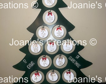 12 Days of Christmas Tree SVG file, Christmas Decor, Wood Tabletop Tree, Holiday Decor, 12 Days of Christmas, Laser Cut & engraved file