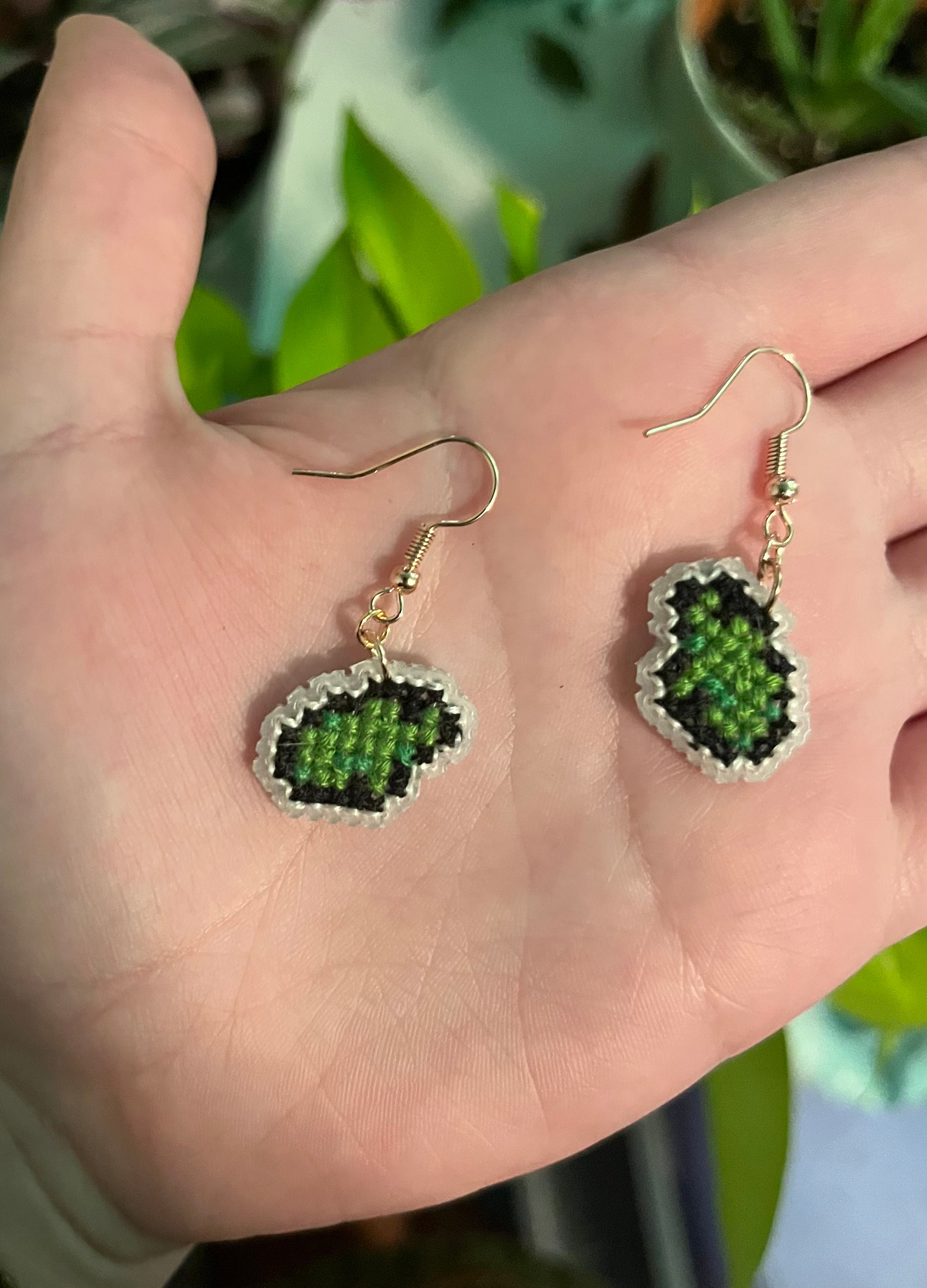 Stardew Valley Frog Cross Stitch Earrings Etsy