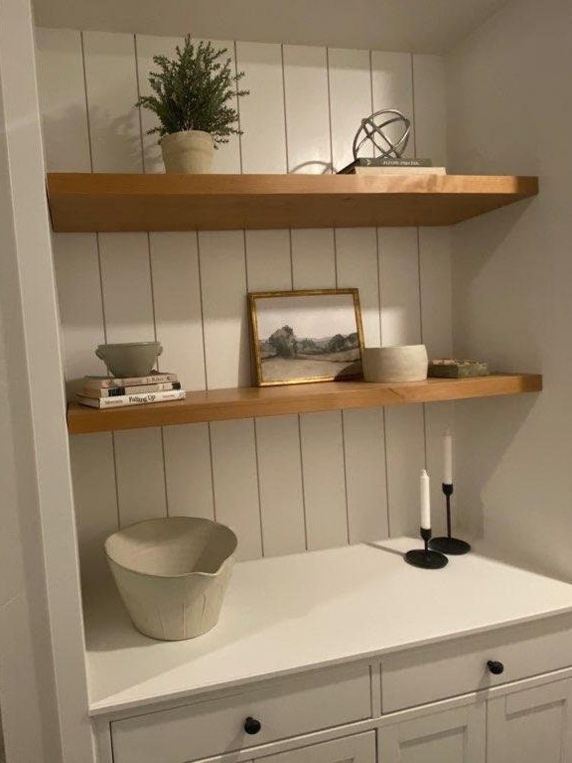 White Oak Floating Wood Shelves With Hidden Bracket Etsy