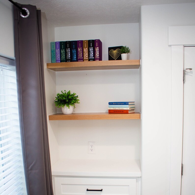 White Oak Floating Wood Shelves With Hidden Bracket Etsy