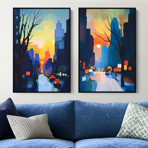 New York Wall Art: Set of 2 Framed Canvas Prints (24x36)