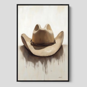 Cowboy Hat Art Print, Western Wall Art, Cowboy Art, Canvas Wall Art, Farmhouse Wall Decor