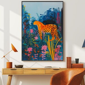 Leopard Print Framed Canvas: Abstract Wildlife Gallery Wall Art