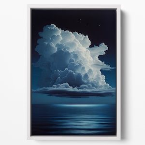 Blue Cloudscape Art Print: Minimalist Indigo Wall Decor