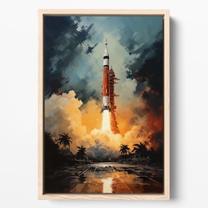 Canvas Wall Art - Saturn V Rocket Print, NASA Art Print, Space Decor, Cool Artwork, Gift for Him, Large Wall Decor