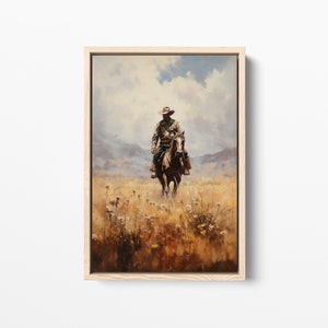 Cowboy Art Print Western Wall Art, Cowboy Art, Canvas Wall Art, Farmhouse Wall Decor, Horse Print, Large Wall Art