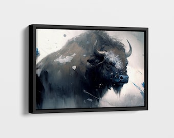 Large Bison Art Print on Canvas, Buffalo Print, Large Canvas Print, Yellowstone Wildlife Art