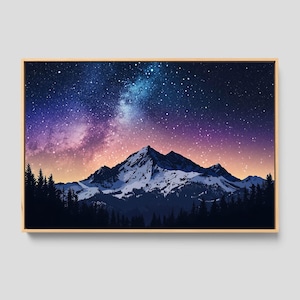 Starry Night Mountain Canvas Print: Framed Landscape Art