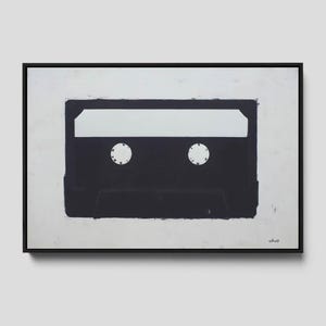Cassette Tape Music Wall Art - Framed Canvas Print, Music Art, Minimalist Poster for Music Lovers