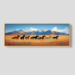 Wild Horses Canvas Print: Panoramic Western Art, Rustic Home Decor