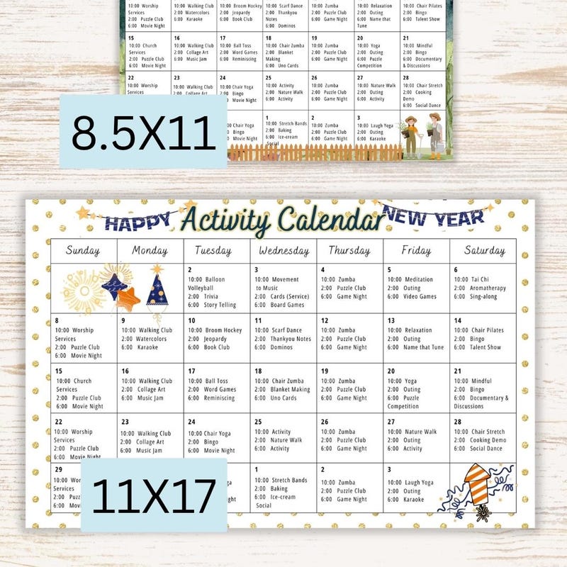 Activity Calendar Template Senior Living - Etsy