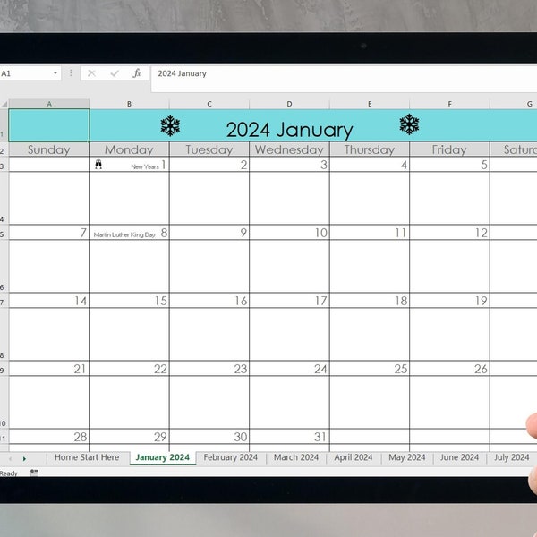 2024 Calendar Excel Etsy