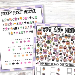 Halloween Activities, Spooky I Spy Printable Game, Spooky Secret Messages, Decoding Holiday Worksheet, Fun Party Favor, Homeschool Resource