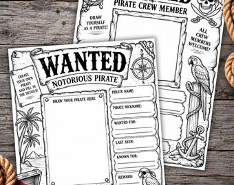 Pirate Coloring Sheets, Design Your Own Craft Pages,  Messages and Note Pages,  Worksheets for Group Activities, Made by Activity Director