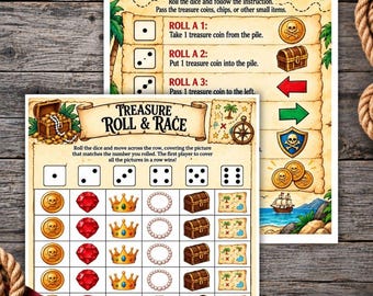 Pirate Dice Games: Roll and Race, Build an Image, Roll and Pass the Parcel Prize, Birthday Party for Kids or Recreation for Seniors
