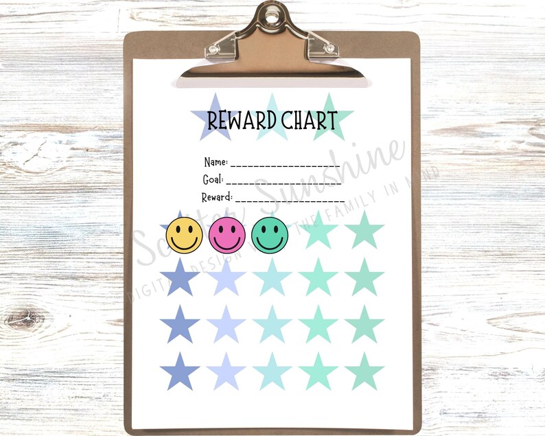Reward Chart for Kid Sticker Chart Positive Behavior Teen Reward System ...