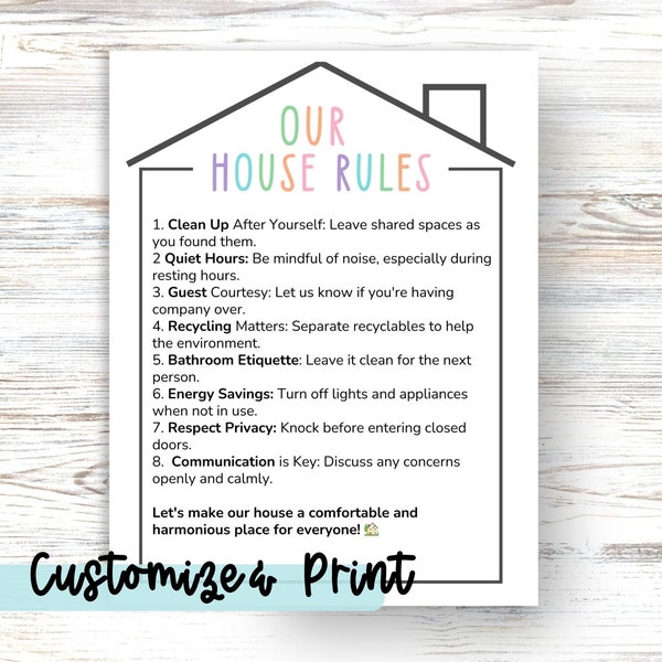 Family Rules Poster - Etsy