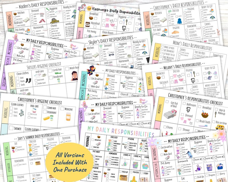 Editable Daily Routine Kids Visual Schedule Morning Schedule Afternoon Checklist Bedtime Routine Toddler Chart with Pictures Command Center image 2