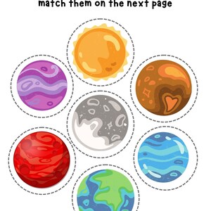 Printable Matching Game for Preschool Planets in Space Kids - Etsy