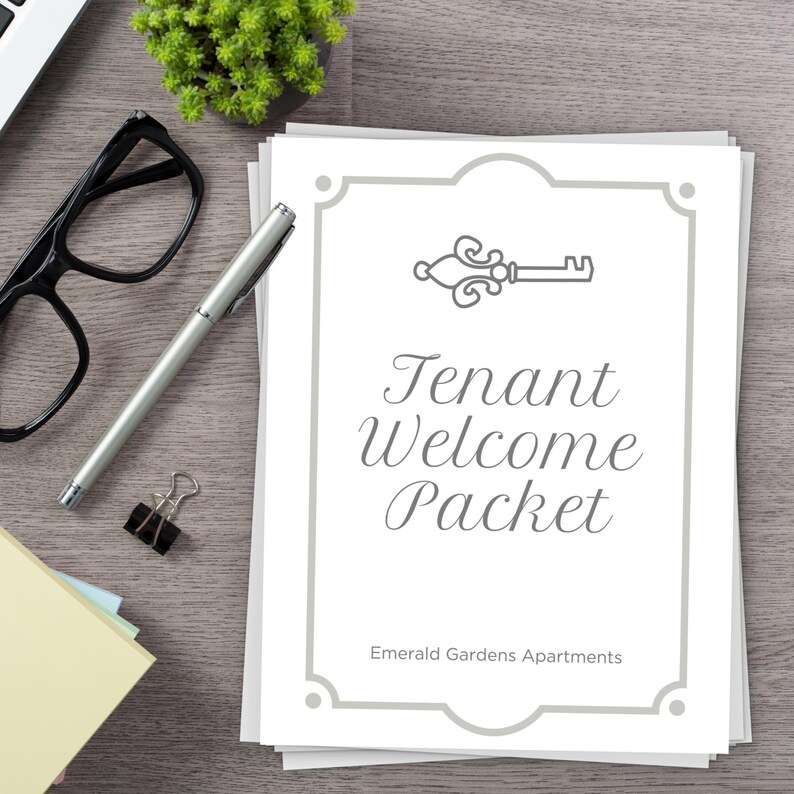 tenant welcome packet sitting on a desk