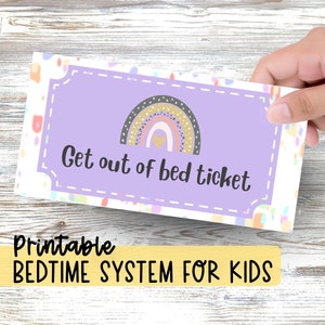 Bedtime Pass for Sleep Training Toddlers Printable Get Out of Bed Ticket Sleep Training System for Kids Teach Child to Stay in Bed at Night