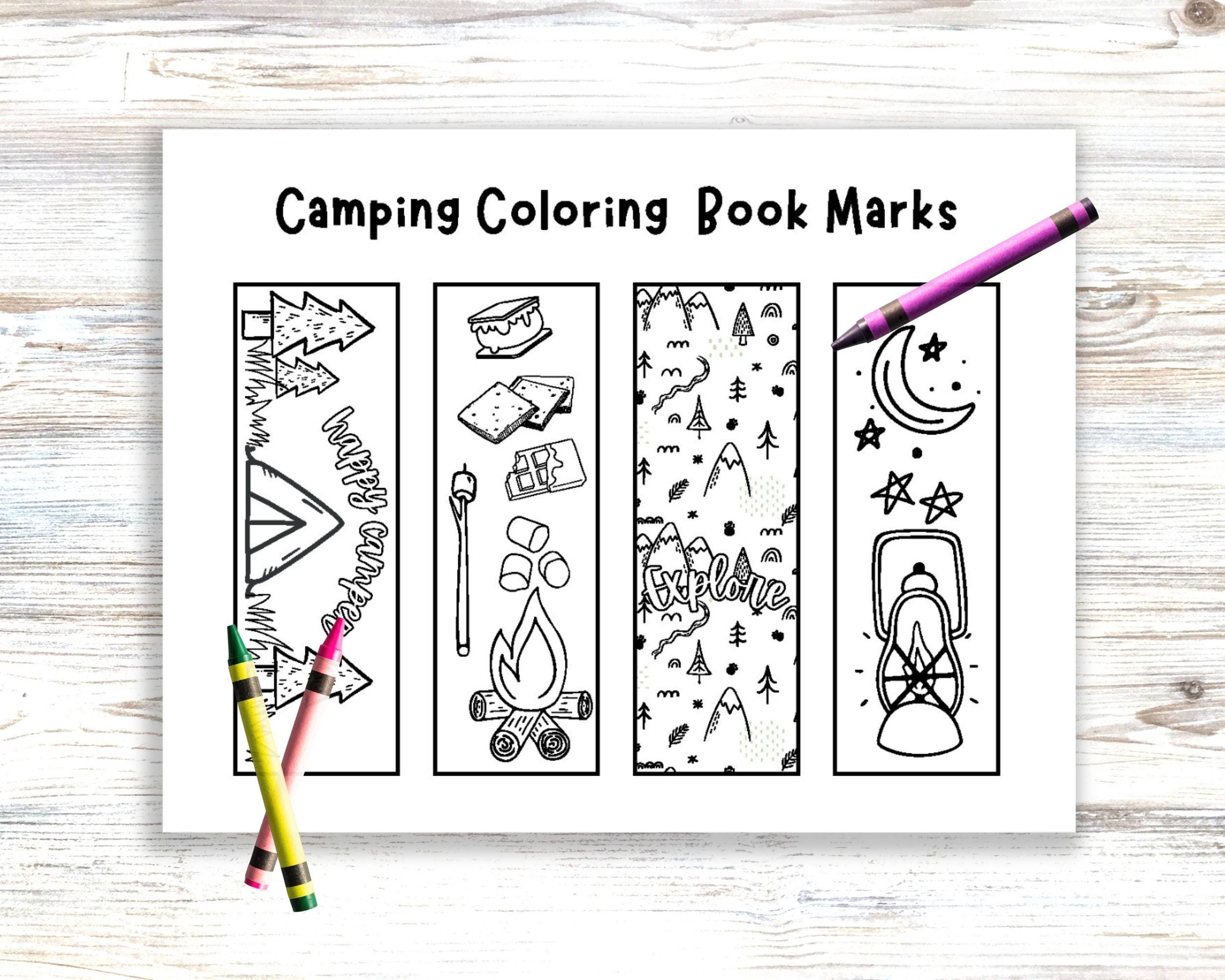 Color Your Own Bookmark Printable Camping Coloring Page for Kid Summer ...